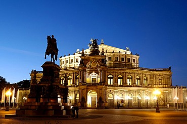 Theatre square Semper opera Kind Johann monument Dresden Saxony Germany