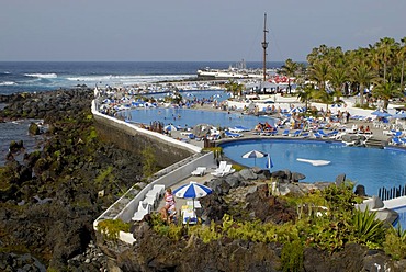 Water park with swimming pools, Puerto de la Cruz, Tenerife, Canary Islands, Spain