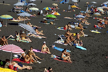 Black sandy beach, Puerto de Santiago, Tenerife, Canary Islands, Spain