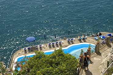 Pool at the sea, Atrani, Amalfi Coast, Campania, South Italy, Europe