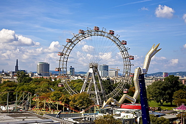 Look over the Viennese Prater with the Ferris wheel Vienna Austria