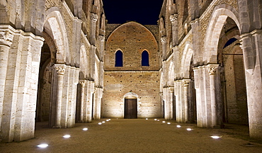 Interior of the Ruins of the Cistercian's abbey San Galgano near Siena Tuscany Italy