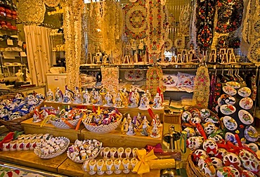 Glass and Porcelain Stall, Budapest, Hungary, Southeast Europe, Europe,