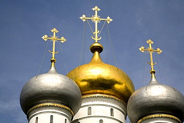 New Maiden Monastery Cupolas of the Smolensk Cathedral, Moscow, Russia, East Europe, Europe