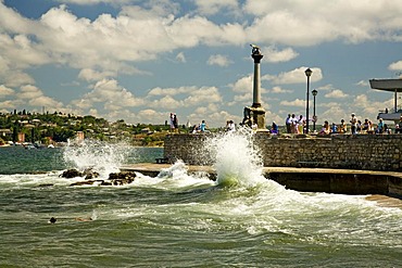 Harbour Quay with the Memorial of sunken Ships, Sevastopol, Crimea, Ukraine, South-Easteurope, Europe,