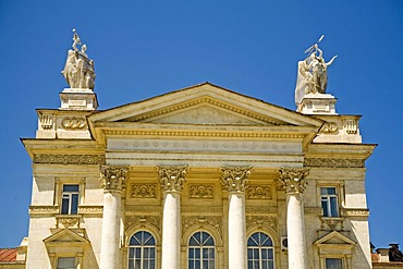 Old Theater Building with Columns and Figures, Sevastopol, Crimea, Ukraine, South-Easteurope, Europe,