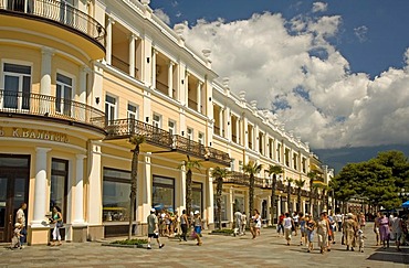 Promenade and Boardwalk with Old Building of Hotel Oreanda, Jalta, Crimea, Ukraine, South-Easteurope, Europe,