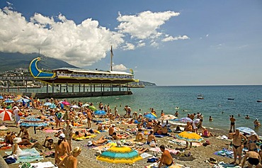 Public Beach for Bath, Promenade and Boardwalk of Jalta, Crimea, Ukraine, South-Easteurope, Europe,