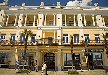 Promenade and Boardwalk with Old Building of Hotel Oreanda, Jalta, Crimea, Ukraine, South-Easteurope, Europe,