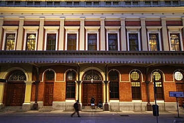 Facade of the Railway Station "Estacao da Luz" at night, Sao Paulo, Brazil