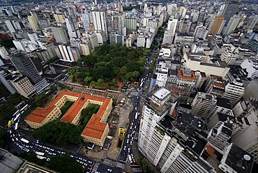 Skyline of Sao Paulo, Brazil. View on the Praca da Rebublica