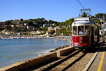 Trolley car in Port de Soller, Majorca, Spain