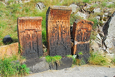 Cross-slabs nearby Sevan monastery, Lake Sevan, Armenia