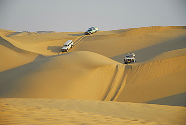 Jeeps in the dunes at Conception Bay, Diamond Area, Namibia