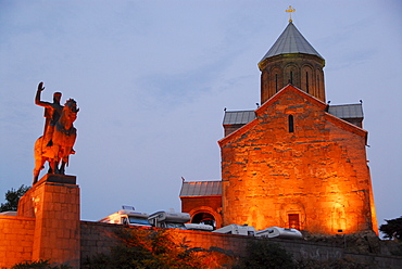 Gorgassali Monument in front of Metechi Church, Tbilisi, Georgia, Asia