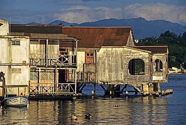 Old wooden buildings at Cayo Granma island near Santiago de Cuba, Cuba