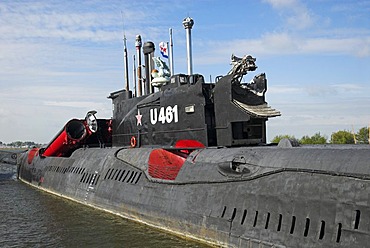 Russian submarine at the port of Peenemuende, Usedom island, Mecklenburg Western Pomerania, Germany, Europe