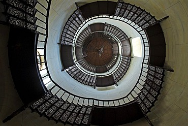 Spiral staircase at the hunting seat Schloss Granitz, Ruegen island, Mecklenburg Western Pomerania, Germany, Europe