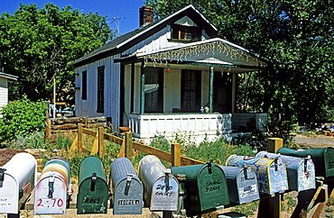 Mail boxes in Madrid, Turquoise trail, New Mexico, USA, America