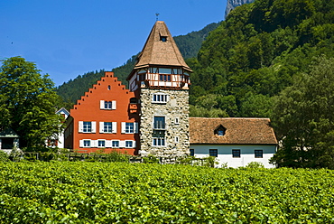 Red house, Vaduz, Liechtenstein, Europe