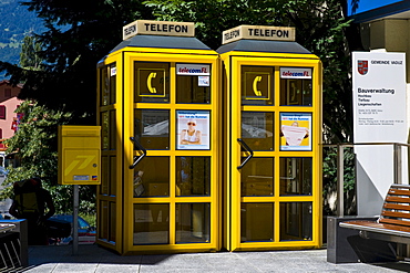 Telephone booths and mailbox, Vaduz, Liechtenstein, Europe