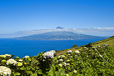 Pico Island and Volcano viewed from Faial, Azores, Portugal, Atlantic Ocean