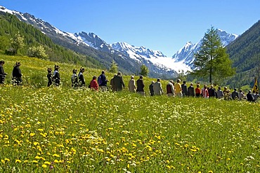 Tour around the village Corpus Christi procession Wiler Valais Switzerland