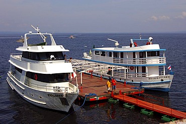 Excursion boats at a landing stage on the Rio Negro river, Manaus, Brasil