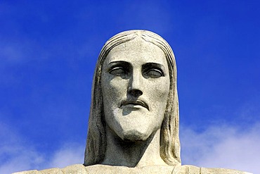 Head, Statue of Christ the Redeemer, new wonder of the world, Corcovado mountain, Rio de Janeiro, Brazil