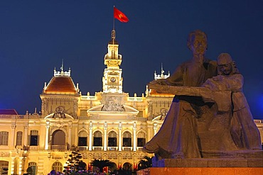 Monument of President Ho Chi Minh in front of the city's People's Committee Building Ho Chi Minh City Saigon Vietnam