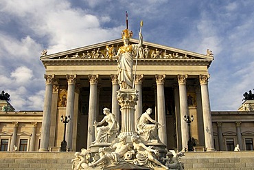 Parliament building and statue of the goddess Athene Pallas, Vienna, Austria