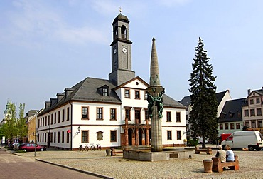 City hall and main square, Rochlitz, Saxony, Germany