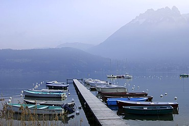 Landing stage for boats at the Lake of Annecy, Lac d'Annecy, Duingt, Haute-Savoie France