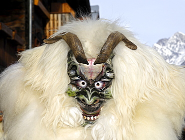 Sheep mask, Tschaeggaetae, Carnival masks, Wiler, Loetschental, Valais, Switzerland