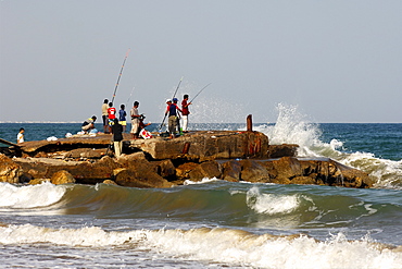 Sea anglers at the Gulf of Oman, Sultanate of Oman