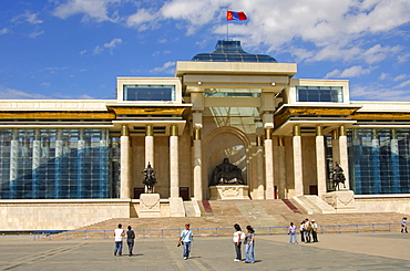 Parliament building and Government House at Sukhbaatar Square, Ulaanbaatar, Mongolia