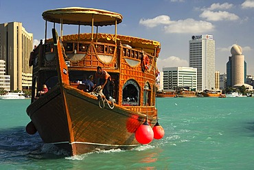 Dhow pleasure cruise on the Creek lagoon, Dubai, United Arab Emirates