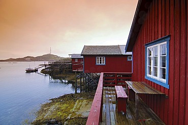 Wooden houses, fishing village Austvagoy, Lofoten, Norway, Scandinavia, Europe