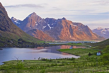 Fiord, landscape, Lofoten, Vestvagoy, Nordland, Norway