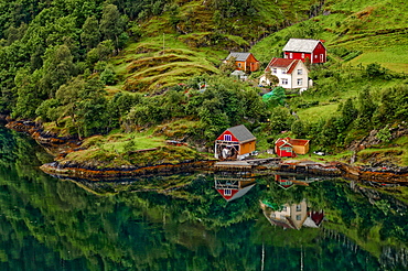 Settlement with timber buildings, Drangedal, Telemark, Norway, Scandinavia, Europe