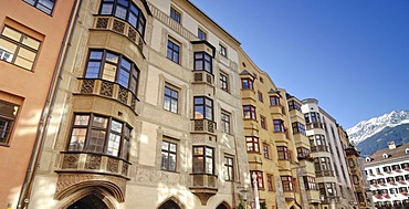 Street of houses, Herzog-Friedrich-Strasse, Innsbruck, Tyrol, Austria