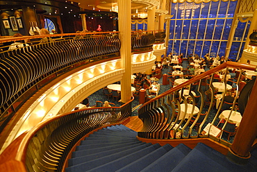 Stairs to the panoramic restaurant of the car ferry Color Fantasy from Kiel to Oslo