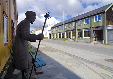 Statue on a street in Roeros, iron mining town, UNESCO World Heritage Site, Sor-Trondelag, Norway