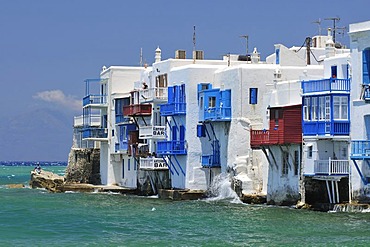 View of Little Venice, Mykonos Island, Cyclades, Greece, Europe