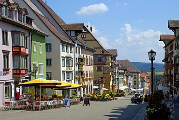 Pedestrian precinct (main street) in the historical town centre of Rottweil, Baden-Wuerttemberg, Germany
