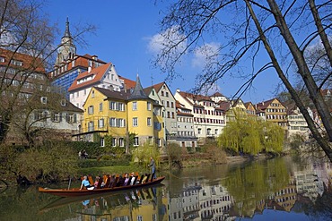 The beautiful Neckar waterfront, Tuebingen, Baden-Wuerttemberg, Germany, Europe