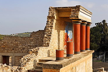 Northwest entrance to the Palace of Knossos, Crete, Greece, Europe