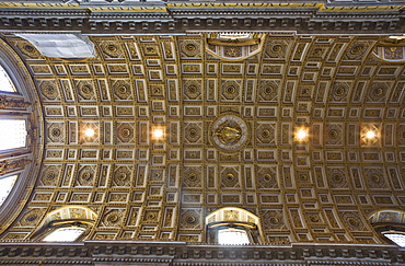 Coffered ceiling of the nave, St. PeterÂ¥s Church, Rome, Italy, Europe