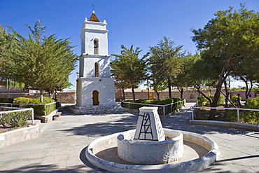 Bell tower, Iglesia San Lucas church (1750), Toconao, Region de Antofagasta, Chile, South America