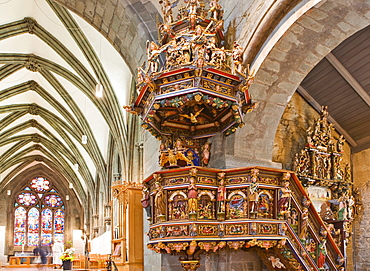 Baroque pulpit, St. Svithun Cathedral, Stavanger (European Capital of Culture 2008), Norway, Europe